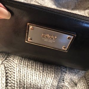 DKNY Double Zip Black Leather Wallet